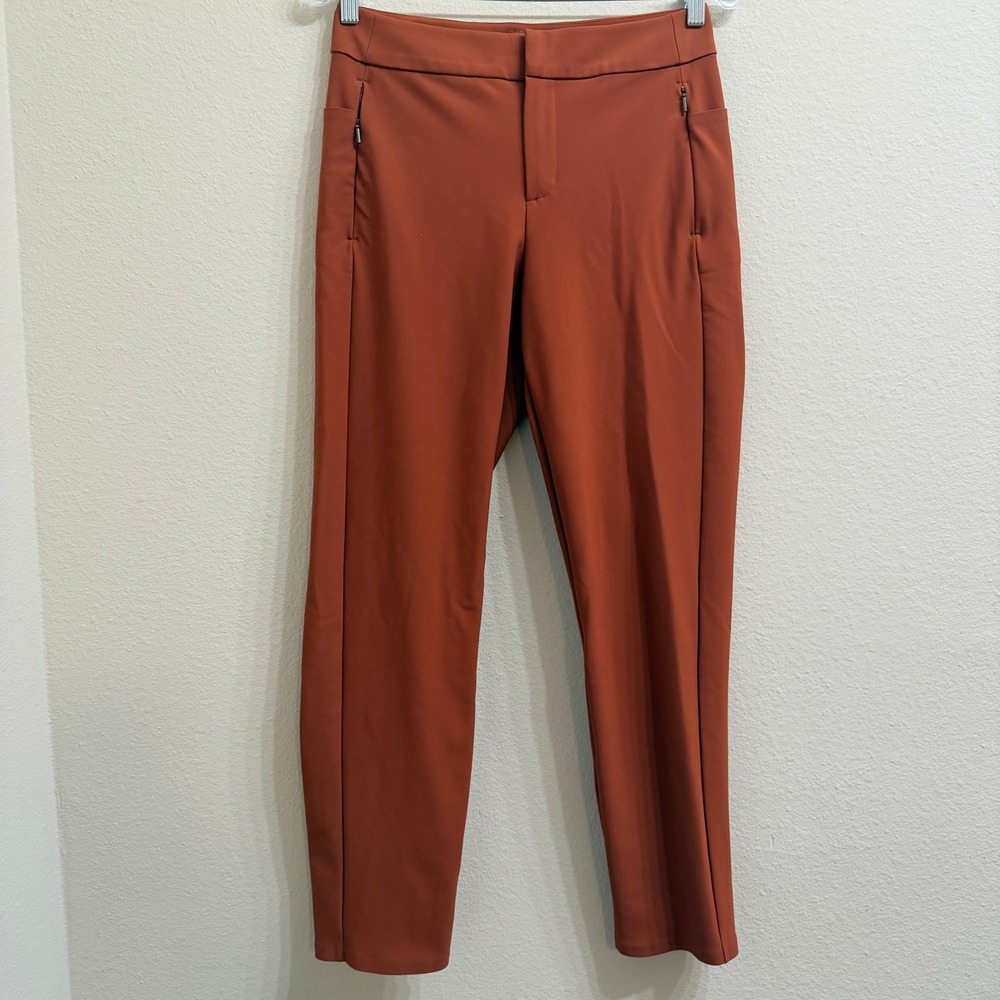 Athleta Stellar Skinny Trouser Size 6 Ancient Mahogany Zip Pockets Luxe Fabric